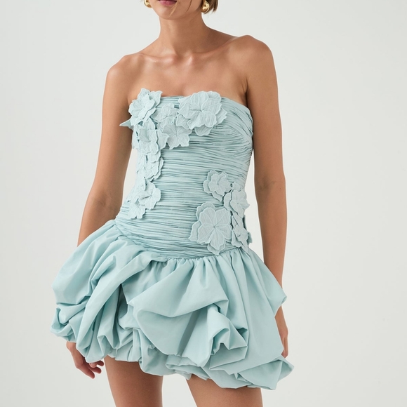 Aje Light Blue Floral Mini Dress - Picture 1 of 16